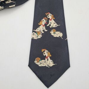 101 DALMATIANS 56"x4" Mens Neck Tie Disney Dogs Puppies Black Novelty
